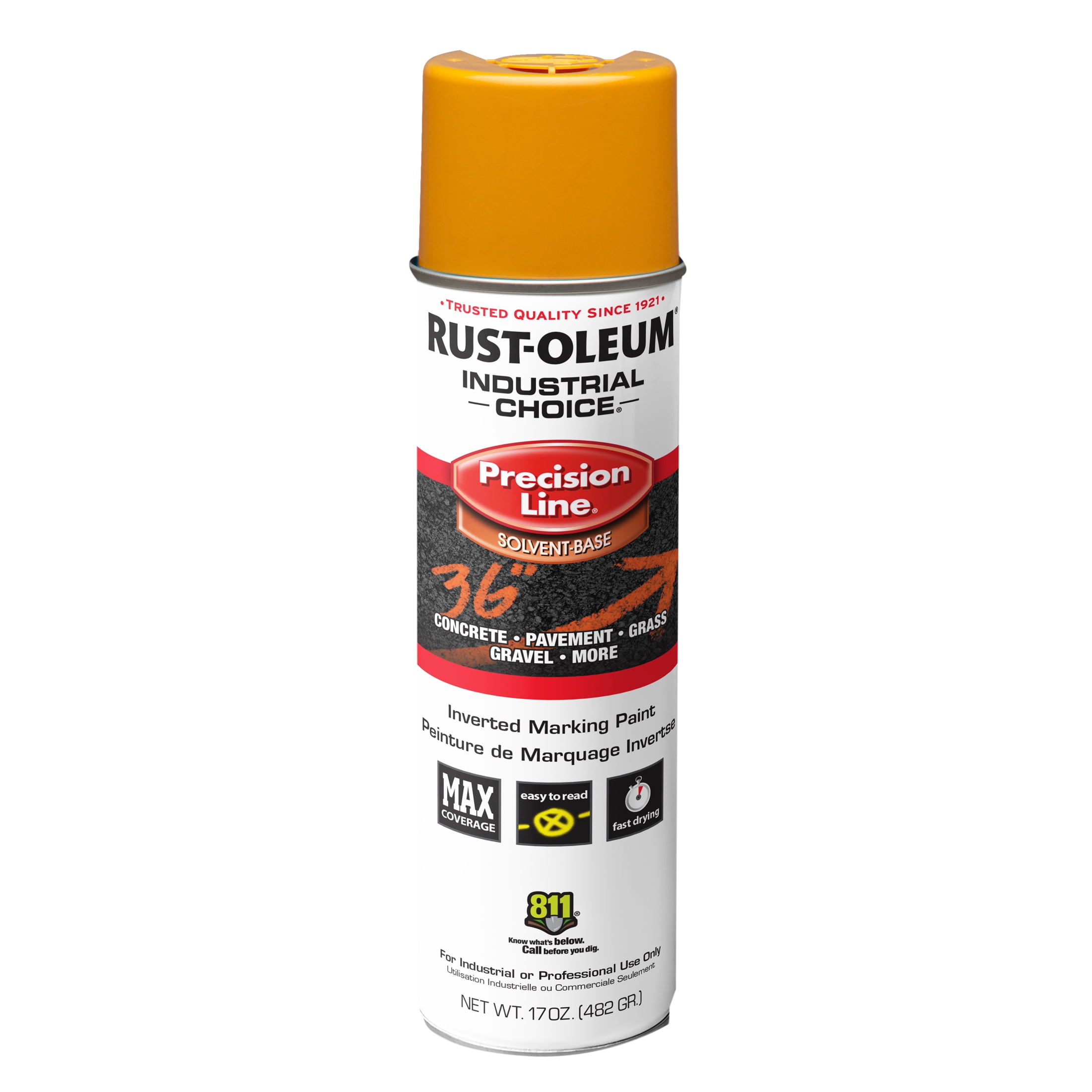 12 Pack, Caution Yellow, Rust-Oleum Precision Line Marking Flat Spray Paint- 17 oz