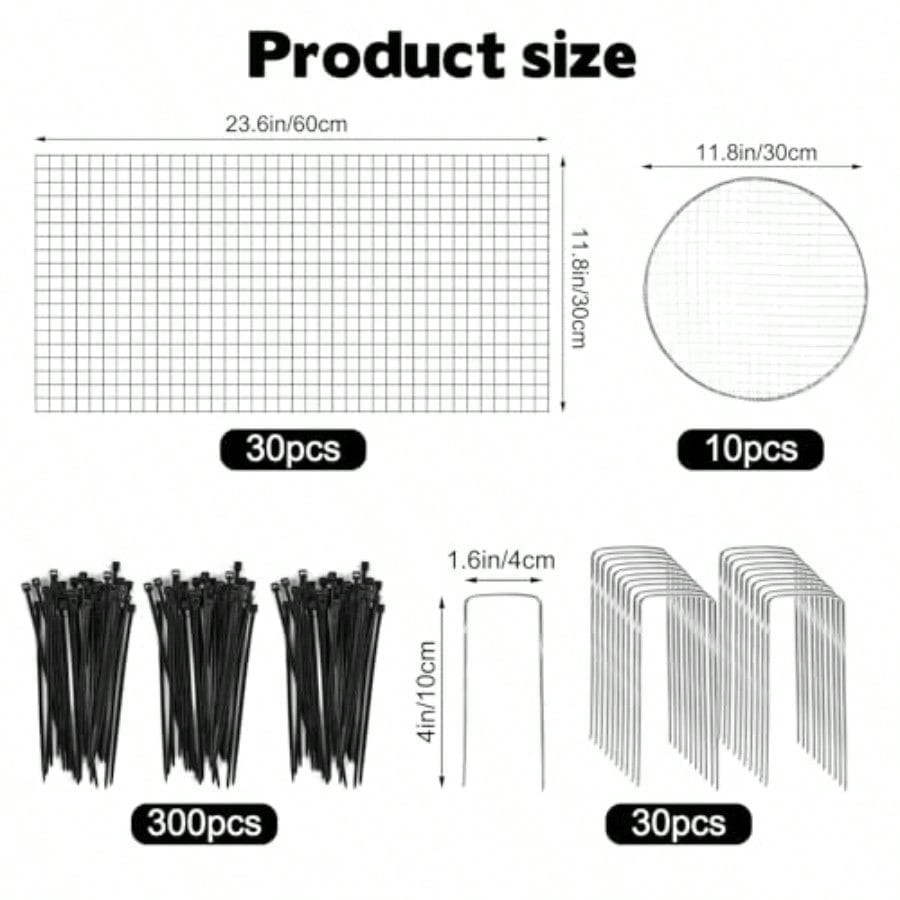 30 Pcs 24'' x 12'' Large Wire Plant Protector from Animals With Metal Cover 10 Pack Metal Plant Cage Chicken Wire Cloche with 10Pcs Metal Covers to Keep Animals Out Garden Protection Bunny Barricade