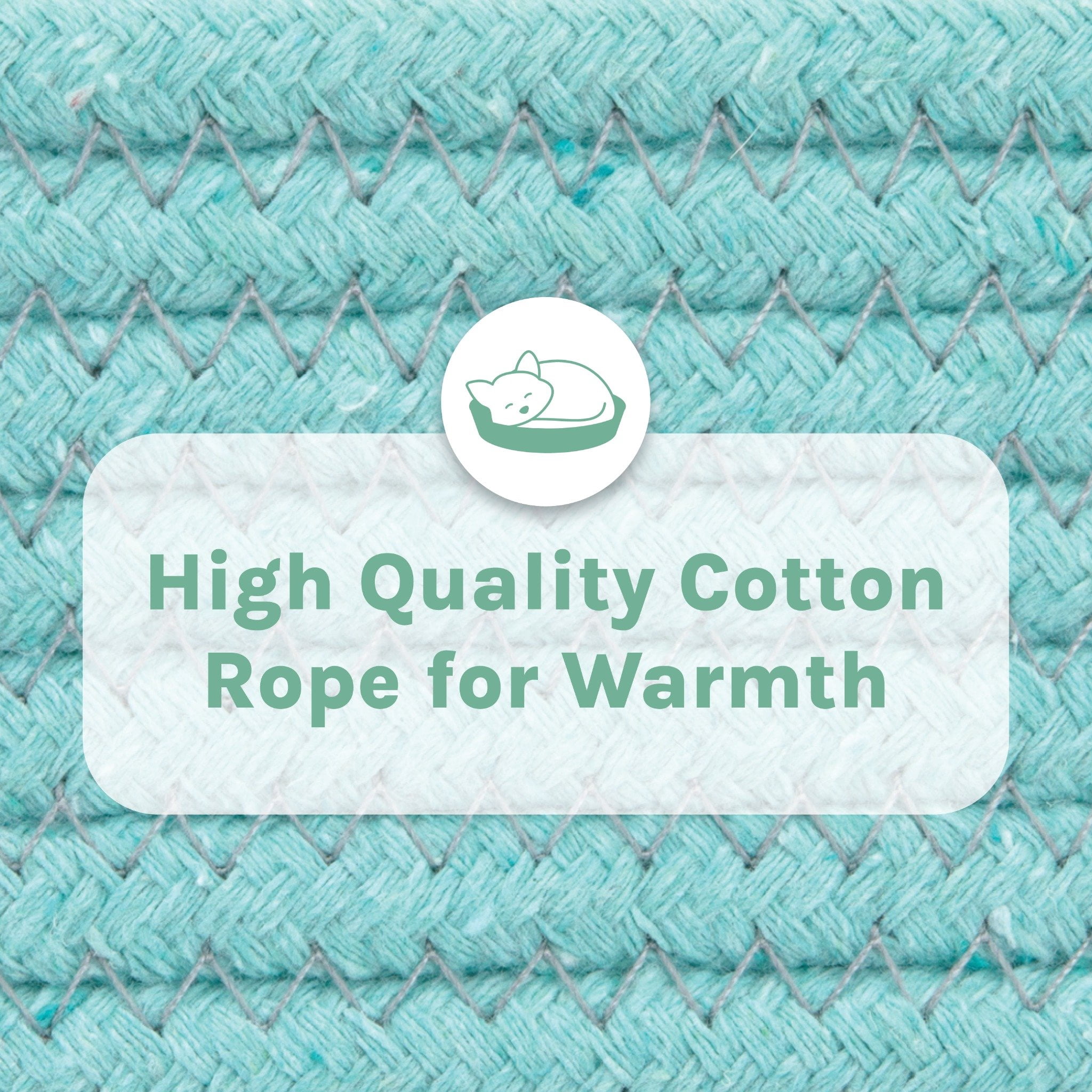 Kitty City Woven Cat Bed, Cotton Rope Basket with Washable Cushion, Multicolor