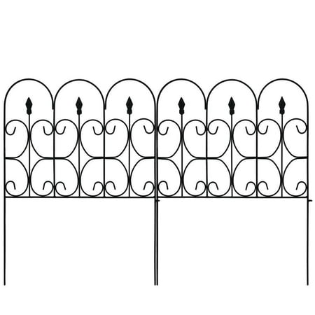 Garden Fence 32in x 10ft Outdoor Coated Metal Rustproof Landscape Wrought Iron Wire Border Folding Patio Fences Flower Bed Fencing Barrier Section Panels Decor Picket Edge (Best Flower Bed Border)