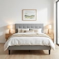 thumbnail image 7 of Zerduos Twin Size Bed Frame with Adjustable pholstered Platform Bed Frame, Easy Assembly, No Box Spring Needed，Grey, 7 of 7