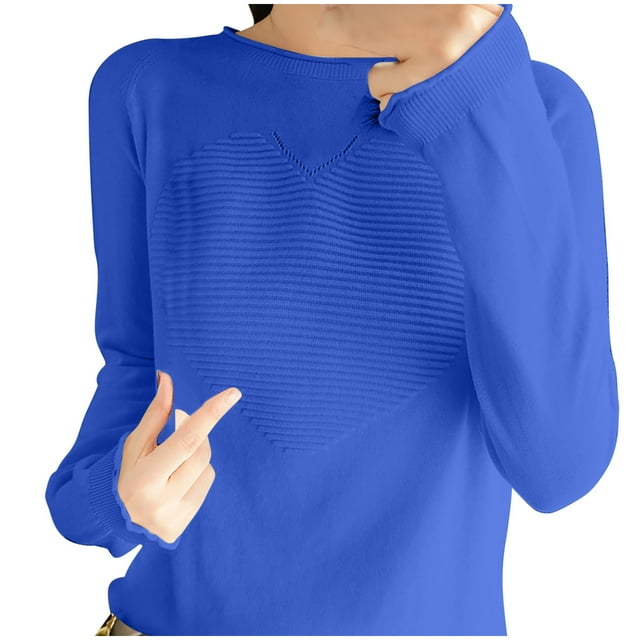 XuJwPNcy Chandails pour Femmes Tricoté Côtelé Décontracté Manches Longues Chandail Col Rond Léger Mignon Blouse Tops