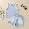 thumbnail image 2 of Vedolay Baby Girl Shorts Sets Girls Summer Clothes Set Short Tops + Casual Shorts Set 2Pcs Cute Summer Short Outfits,Blue 18-24 Months, 2 of 4