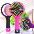 thumbnail image 1 of Lubelski Rainbow Comb Volume Brush Candy Tone Magic Hairbrush with Mirror for Hair Beauty, 1 of 7