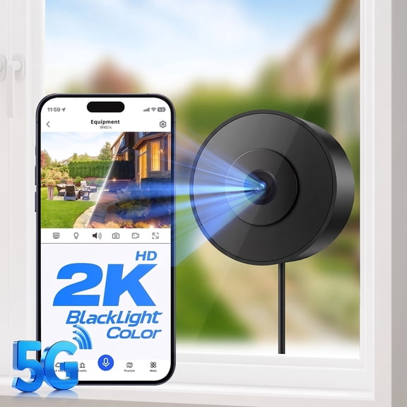 GBIUT Window Camera, 2.4G&5G WIFI Smart Security Camera, 2K Home Security Camera for Indoor Outdoor, Blacklight Full-Color, US Cloud, 911 Emergency Dispatch, Easy & Quick Install