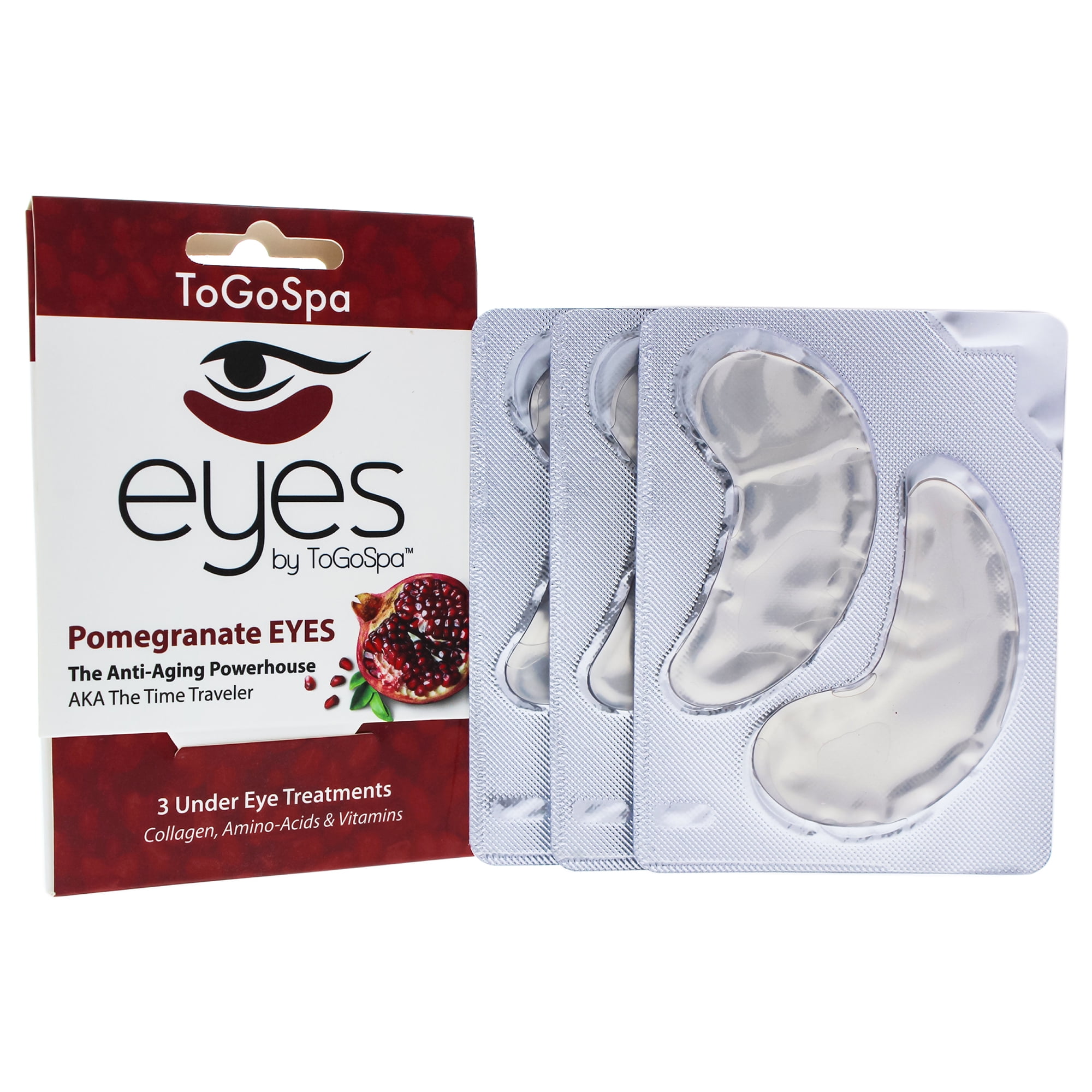 To Go Spa Pomegranate Eyes Treatment by To Go Spa for Unisex 3 Pair Eye Mask