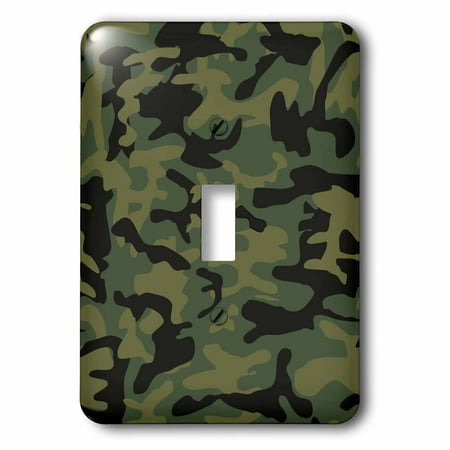 3dRose Dark green camo print - hunting hunter or army soldier uniform style camouflage woodland pattern - Single Toggle Switch