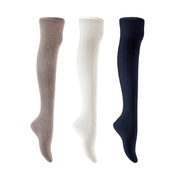 Lian LifeStyle Women's 3 Pair Adorable Comfortable Soft Thigh High Over Knee High Cotton Socks Size 6-9 L1024 Random Color