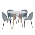 thumbnail image 1 of Ilios Innova | Comedor Roslo 4s Set de Mesa Redonda Blanca y 4 Sillas de Terciopelo Azul, Estilo Nórdico Moderno Minimalista para Espacios Pequeños, 1 of 9