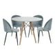 thumbnail image 1 of Ilios Innova | Comedor Roslo 4s Set de Mesa Redonda Blanca y 4 Sillas de Terciopelo Azul, Estilo Nórdico Moderno Minimalista para Espacios Pequeños, 1 of 9