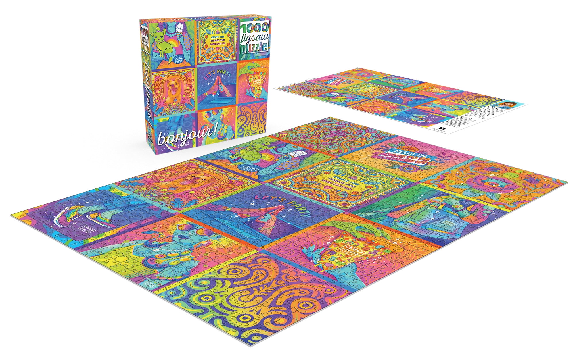 Buffalo Games Bonjour Neon Collage 1000-Piece 26.75 x 19.75-inch Interlocking Jigsaw Puzzle for Adults Ages 14+