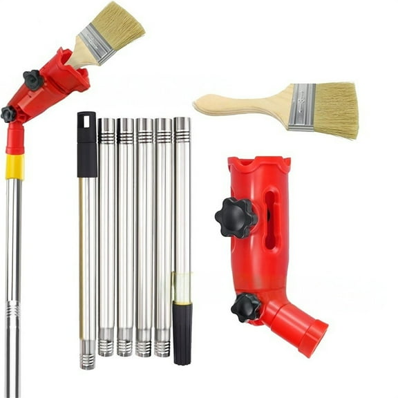 JIhuahe Multi-Angle Paint Brush and Roller Extender Kit, 5.5ft Extension Pole with Universal Swivel Clip, Handheld Painting Tool for High Ceilings and Hard-to-Reach Areas,Red