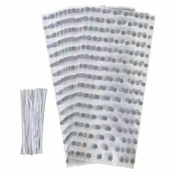 12 Packs: 25 ct. (300 total) Silver & Clear Cello Bag Kit by Celebrate It