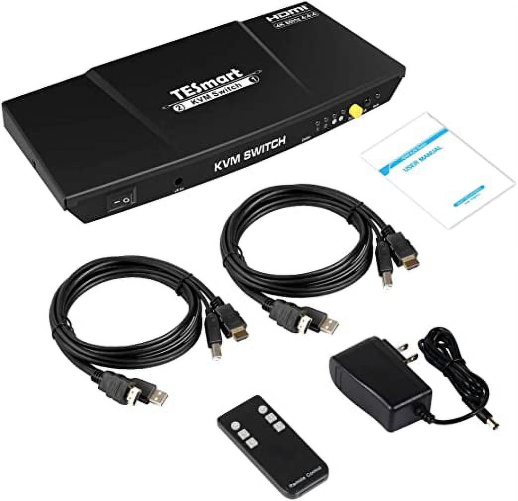 2 PORT KVM HDMI 2.0 VIDEO SWITCH FOR 1 MONITOR BETWEEN 2 COMPUTERS - 4K 60HZ – QHD 144HZ - AUDIO OUTPUT & USB SHARING – 2X1 - image 4 of 7