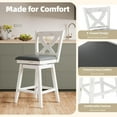 thumbnail image 4 of Swivel Bar Stools Set of 2, 24" Counter Height Swivel Barstools with Solid Footrest & Faux Leather Upholstered Seat, Island Chairs with Back for Kitchen, Dining Room (Antique White), 4 of 7