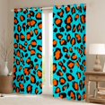 thumbnail image 2 of Castle Fairy Leopard Print Curtains Pack of 2 (42x84 Each),Blue Orange Curtains Blackout, 2 of 6