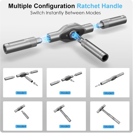 XINDUO-42 in 1 Magnetic Screwdriver Set Portable Multi Bit Compact Ratchet Precision Screwdriver Set Mini Repair Tool Kit for Diy Laptop Computer Bicycles Furniture Eyeglass and More (Grey)