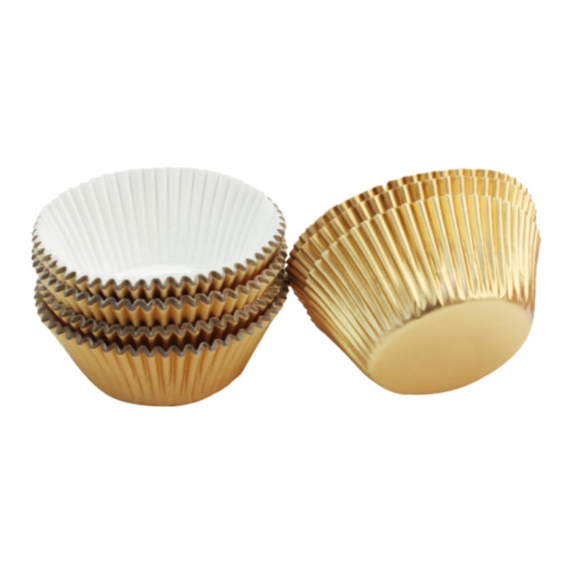 100 Pieces Aluminum Foil Metallic Mini Cupcake Liners Muffin Pans Cake