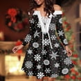 thumbnail image 5 of Summer Dresses For Women 2023 Long Sleeve Off-The-Shoulder Knee-High Dress Women Casual Christmas Print Long Sleeve Off Shoulder Knee Dress For Party Mini Dress, 5 of 5