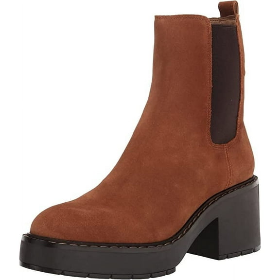 Sam Edelman Anderson Frontier Brown Chunky Heel Rounded Toe Pull On Chelsea Boot (Frontier Brown, 5)