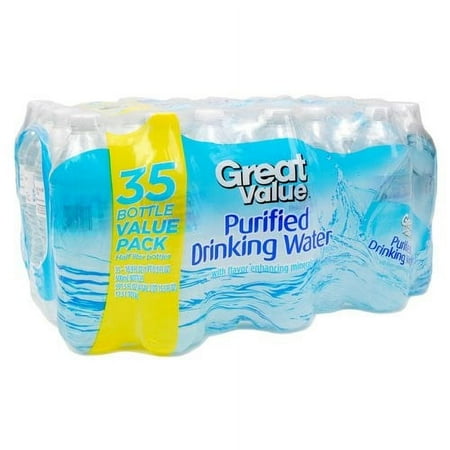 Great Value Purified Water, 16.9 Fl Oz, 35 Count Bottles