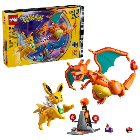 LEGO Pokémon SMART Play: Charizard vs. Jolteon Ultimate Battle - All-in-One Set with 2 SMART Bricks, 4 Tags, 2 Figures & Charger - Interactive Toy - Gift for Boys and Girls, Ages 8  - 72167