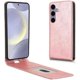 thumbnail image 1 of For Samsung Galaxy S24 Case with Card Slot Magnetic Vertical Flip Leather Phone Cover - Orange, 1 of 5