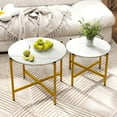 thumbnail image 4 of Costway Ensemble de 2 Tables Basses Rondes 21,5 Pouces et 25,5 Pouces Tables Basses Gigognes Table d'Appoint Ronde Blanc, 4 of 10