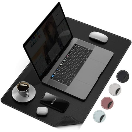 LUO Soft Leather Desk Pad,Rubber Base Large Mouse Pad,PU Desk Protector ...