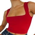 thumbnail image 2 of EIMELI Women Wide Straps Camisoles Solid Color Summer Exposed Navel Vests Crop Tops Streetwear, 2 of 6