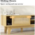 thumbnail image 4 of Xilingol Rattan TV Stand for up to 65 inch TV, Boho Entertainment Center with Two Cabinets and Sliding Doors, Rattan TV Console for Living Room, Bedroom, 59 inch, Natural, 4 of 8