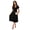Black, variant on Women's Surplice Puff Sleeve Midi Dress with Sheer Overlay and Stretch for Elegant Silhouette Fabric 100% Polyester