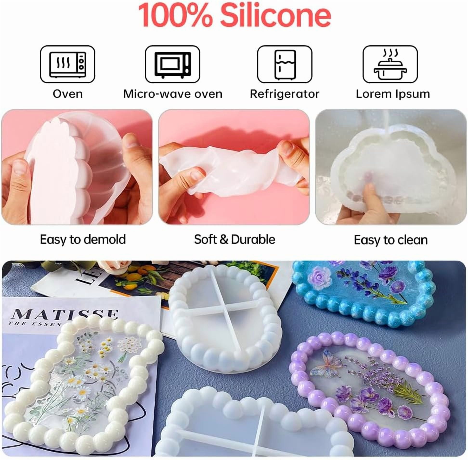 ABCISI 3 Pcs Bubble Coaster Silicone Mold, Durable Epoxy Resin Bubble Molds for Resin Heart Cloud Bow Shape, Used for Coasters Bowl mats, Candle Holders, Home Decoration, Valentine's Day Gifts