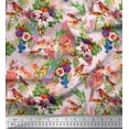 thumbnail image 1 of Soimoi Viscose Chiffon Fabric Birds,Leaves & Lily Floral Print Fabric by The Yard 42 Inch Wide, 1 of 3