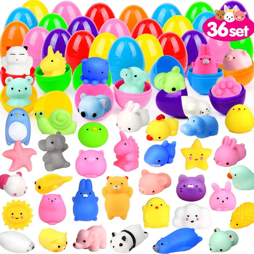 36PCS Mochi Squishy Prefilled Easter Eggs (Toys Inside); Kawaii Foamy ...