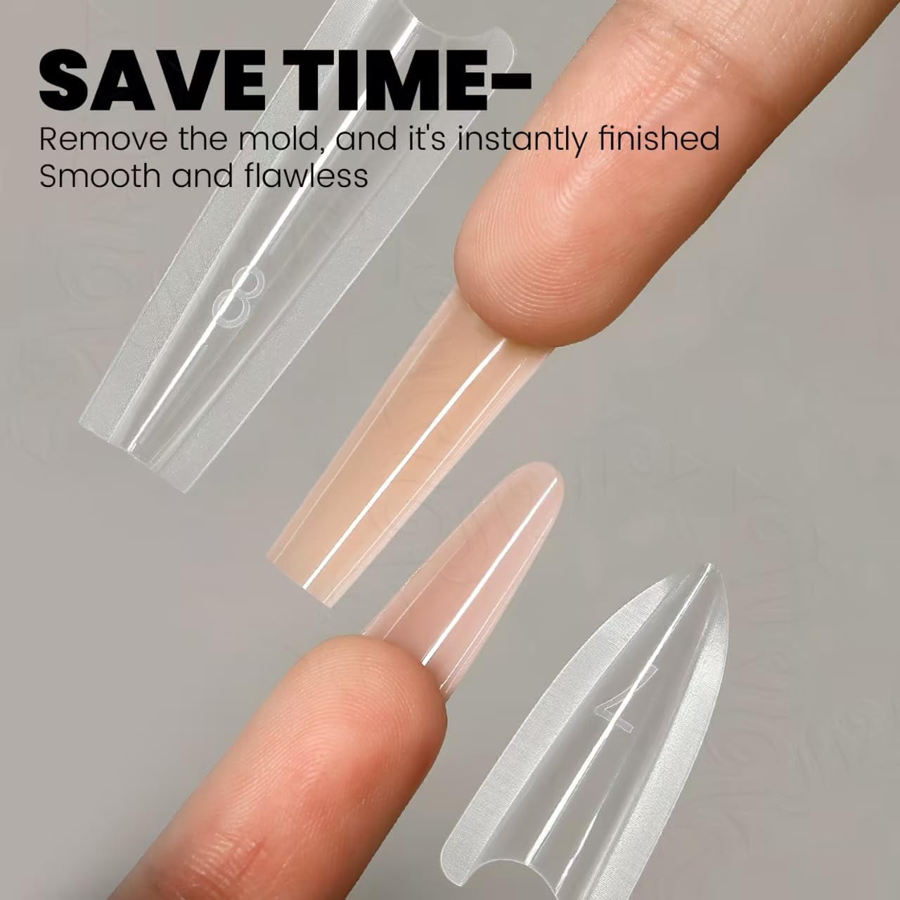YOKEFELLOW Original Sandwich Nail Dual Form W557 Long Oval Almond 240Pcs Nail Mold for Quick Nails Extension, No Paper Forms Needed, 15 Sizes Plastic Form, Salon Nail Art Tools