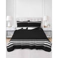 thumbnail image 3 of Black Striped Summer Quilt Set Twin Size, Soft Microfiber Quilted Bedding Set with 2 Pillow Shams, Farmhouse Black White Stripes Lightweight All Season Bedspread Coverlet for Bedroom 68"x86", 3 of 6