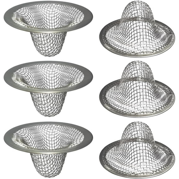 6-Pack 1.0-Inch Stainless Steel Sink Drain Strainers, Universal Hair Catcher & Drain Filter for Bathroom, Laundry, RV, Utility, Pool Sinks - Easy Clean Mesh Drain Cover