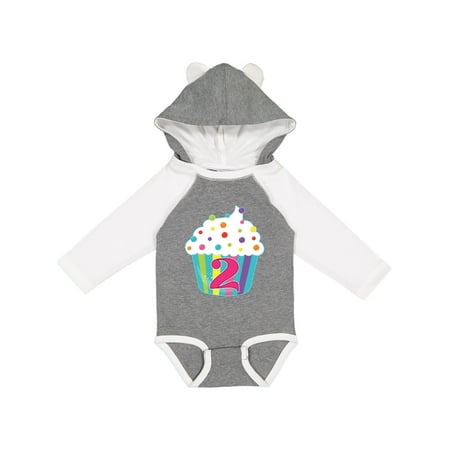 

Inktastic 2nd Birthday cupcake Gift Baby Boy or Baby Girl Long Sleeve Bodysuit
