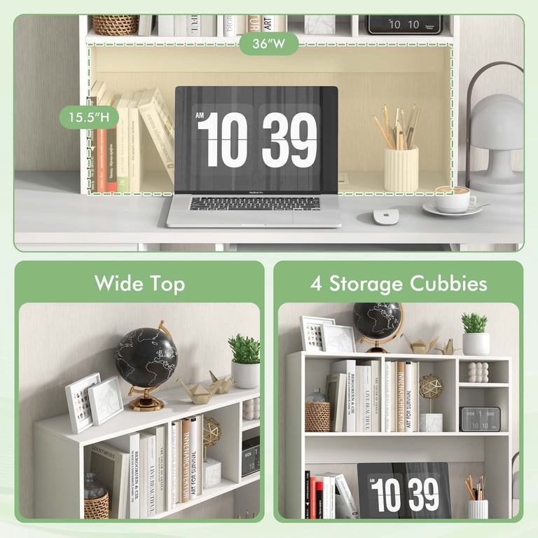 Costway Computer Desktop Bookcase Organizer, White photo 6