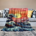 thumbnail image 2 of Autua Sunset Wave Ocean Warm Lightweight Blanket Soft Fleece Blankets Throw Blanket All Seasons Super Soft Blanket Excellent Hand Feel 60x80in, 2 of 6