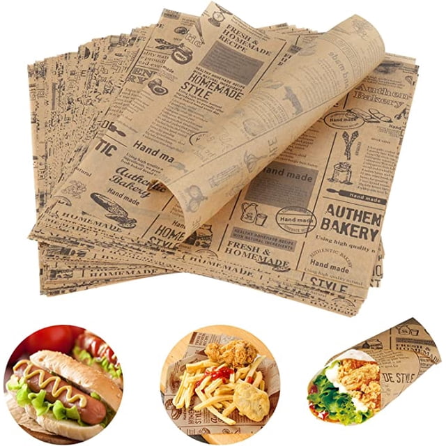 Papel para envolver alimentos, 200 hojas de papel encerado para hornear, papel a prueba de grasa para acampar, pan, hamburguesa, pizza, sándwich, 22 x 22 cm ER