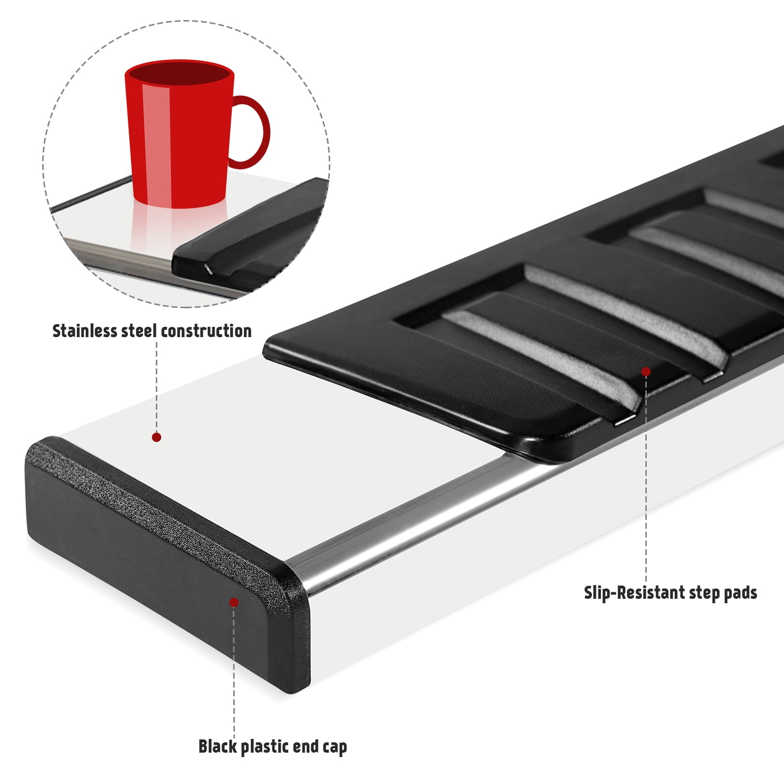 TPA 6" Running Boards Side Step Nerf Bar Fit for Crew Cab  2019-2026 Chevy Silverado GMC Sierra 1500, 2020-2026 for 2500HD 3500HD 6 inch