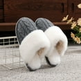 thumbnail image 6 of Mostsola Womens Slippers Plush Furry Lined Scuff Slippers Knitted Cozy Slip on Shoes House Slippers, 6 of 8