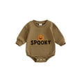 thumbnail image 2 of Musuos Baby Halloween Romper 3M 6M 12M 18M Long Sleeve Pumpkin Letter Embroidery Bodysuit Infant Boys Girls Fall Sweatshirt, 2 of 9