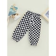 thumbnail image 3 of Toddler Kid Girls Casual Trousers, Drawstring Elastic Waist Checkerboard Plaid Pattern Loose Harem Long Pants, 3 of 8