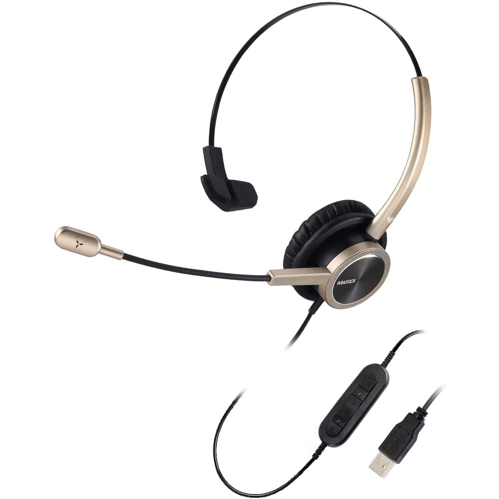 MAIRDI USB Telephone Headset with Microphone OverTheHead, Computer