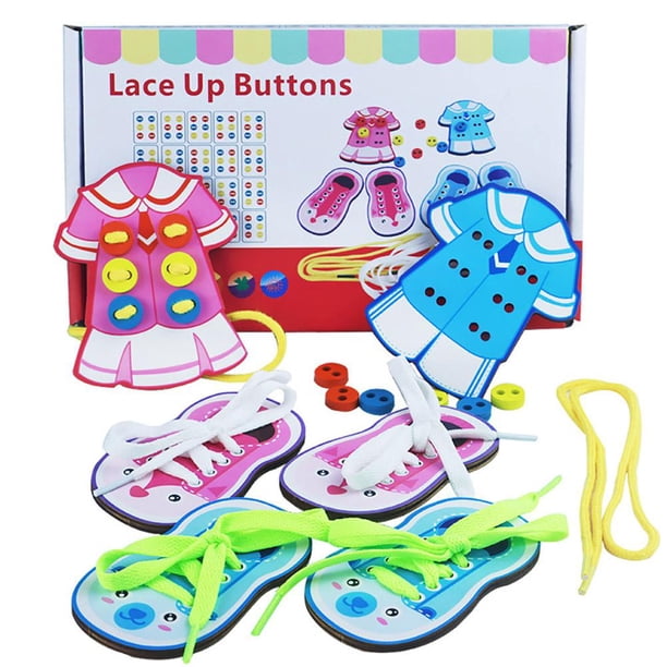 Cordones De Madera Para Enhebrar Juguetes Didácticos Para Aprender A Atar Cordones De Zapatos, Juguetes Educativos Para Edades Tempranas Para Niños Guardurnaity FN006252-00