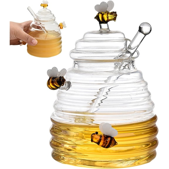 Glass Honey Jar with Dipper and Lid 500ml
