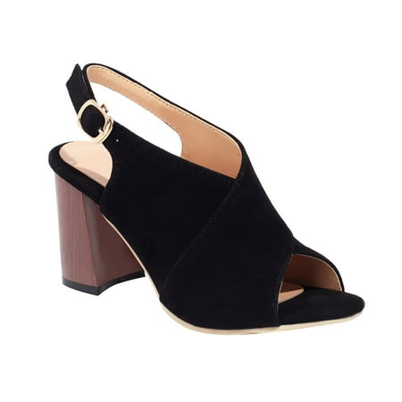 

Penkiiy Fashion Matte Cloth Microfiber Leather High Heels Ladies Summer Sandals